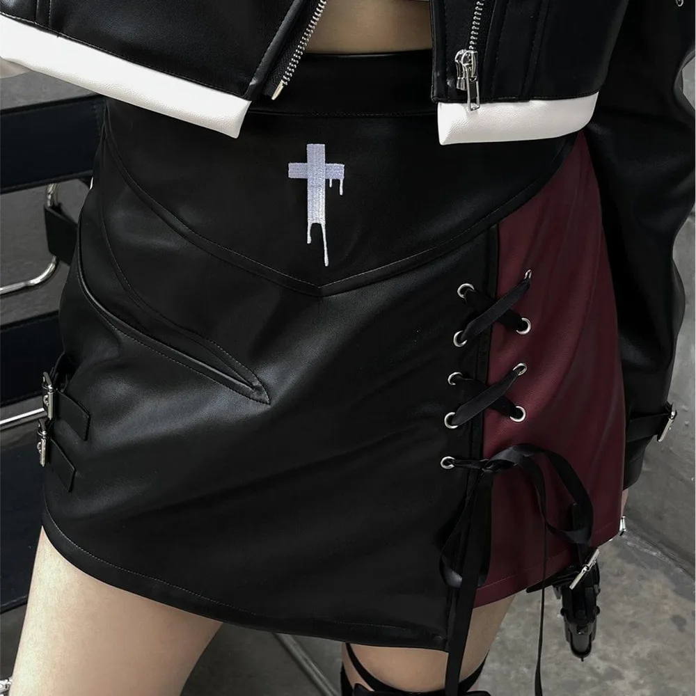 Autumn High Waist Punk Pu Hip Hop Skirt Skirt - Shop at LoveMi