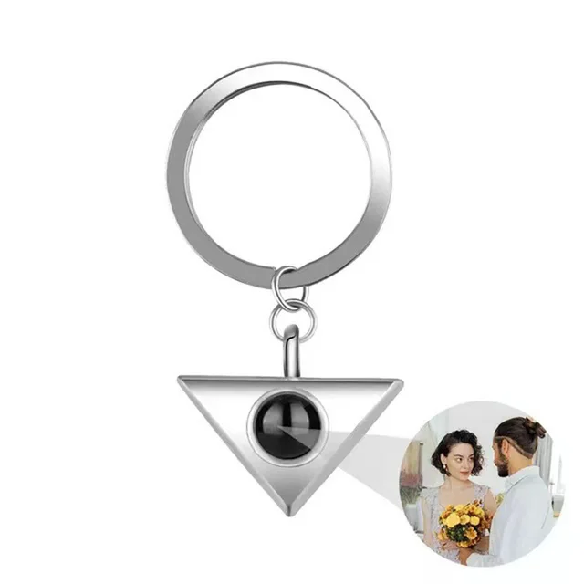 Keychain 100 Languages I Love You Nano Projection Set Triangle White Gold - Shop at LoveMi