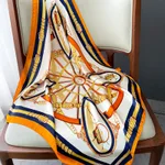 Fashion Pattern Silk Scarf Spring And Autum - Orange - View 1