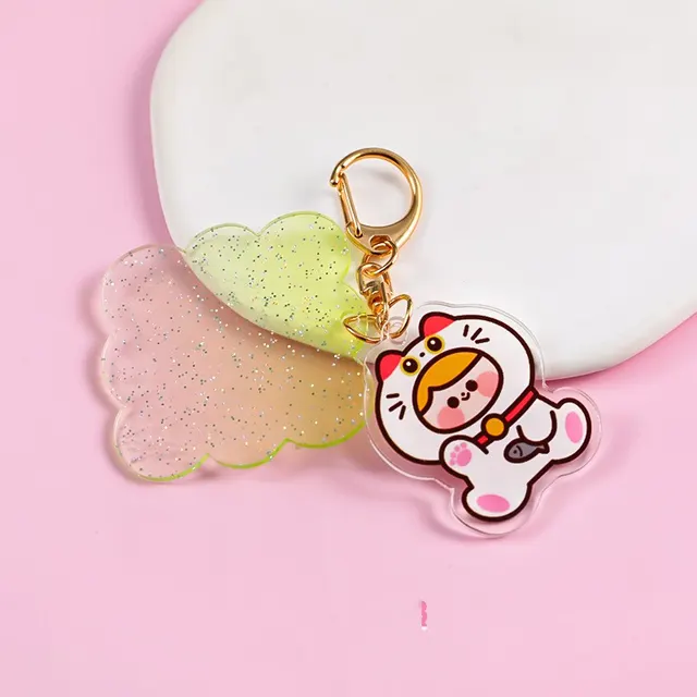 Acrylic Guka Lovely Key Chain Pendant Lace Square - Shop at LoveMi