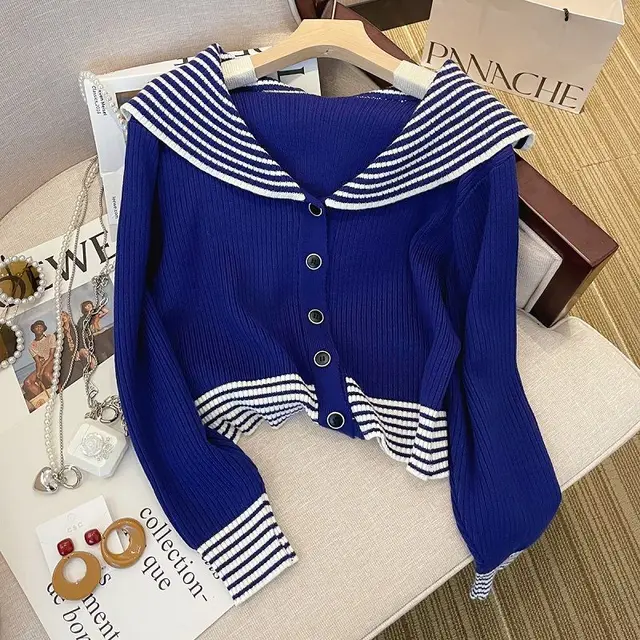 Fashion Unique Design Cardigan Top Blue - Shop at LoveMi
