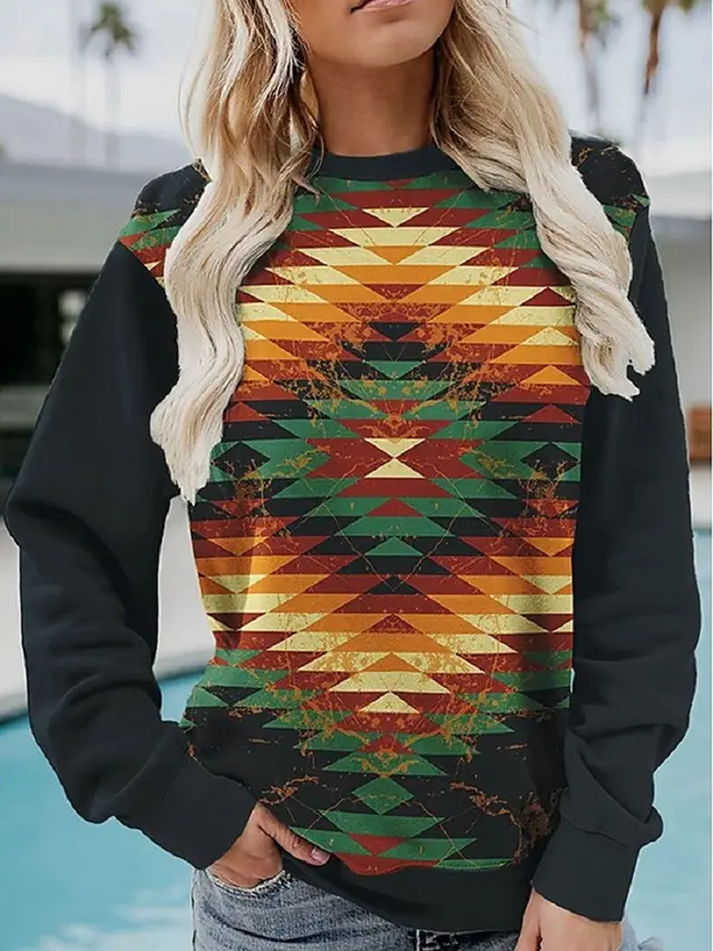 Spring And Autumn Leisure Printed Round Neck Long Sleeve Figure 12 - Shop at LoveMi