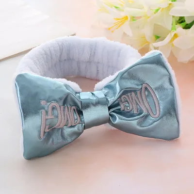 Cute Letters Bow Hair Band Girls Makeup And Face Wash Hair Band Blue - Shop at LoveMi