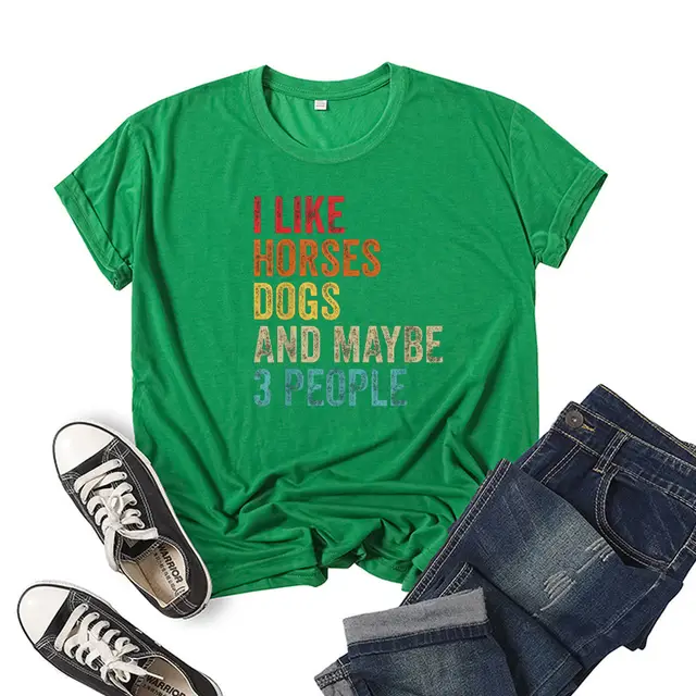Printed Short Sleeve Crew Neck T Shirt Summer Green - Shop at LoveMi