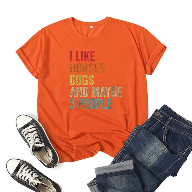 Printed Short Sleeve Crew Neck T Shirt Summer Orange - Shop at LoveMi