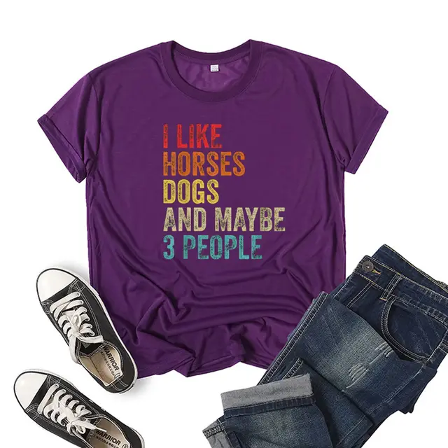 Printed Short Sleeve Crew Neck T Shirt Summer Purple - Shop at LoveMi