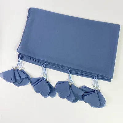 Women's Casual Pearl Chiffon Love Flower Pattern Accessories Baotou Scarf Light Blue - Shop at LoveMi