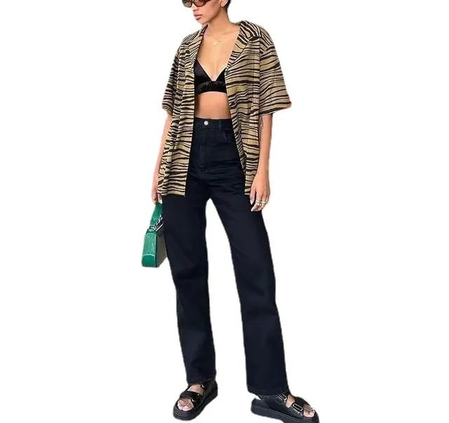 European And American Ins Zebra Shirt Girl Khaki - Shop at LoveMi