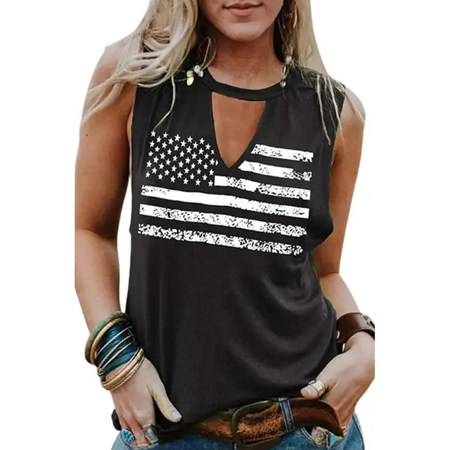 Printed Casual Sleeveless TopWomen's Clothing Casual Black 1 - Shop at LoveMi