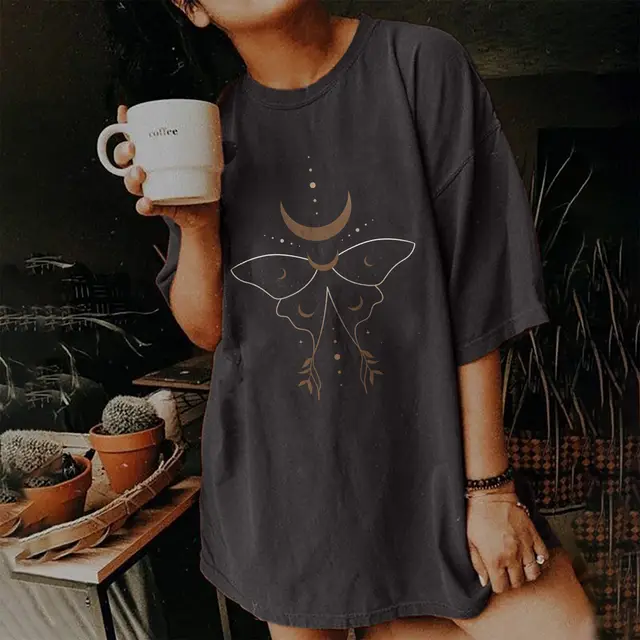 Short Sleeve T Shirt Women's Vintage Print 21354Dark Grey - Shop at LoveMi