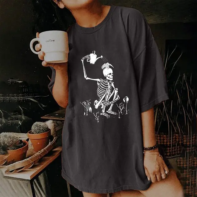 Short Sleeve T Shirt Women's Vintage Print 27271Dark Grey - Shop at LoveMi
