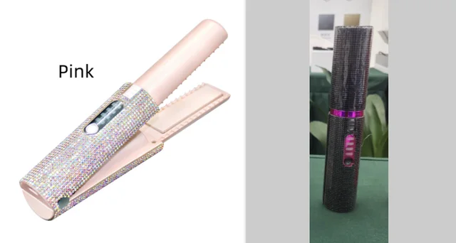 2 In 1 Electric USB Hair Straightening Brush Straightener Brush Multifunctional Comb Straightening Styler Hair Curler Black And Pink - Shop at LoveMi