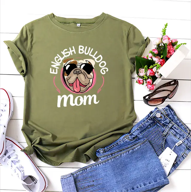 Women's Printed Cotton Short Sleeve T shirt Top Army Green - Shop at LoveMi