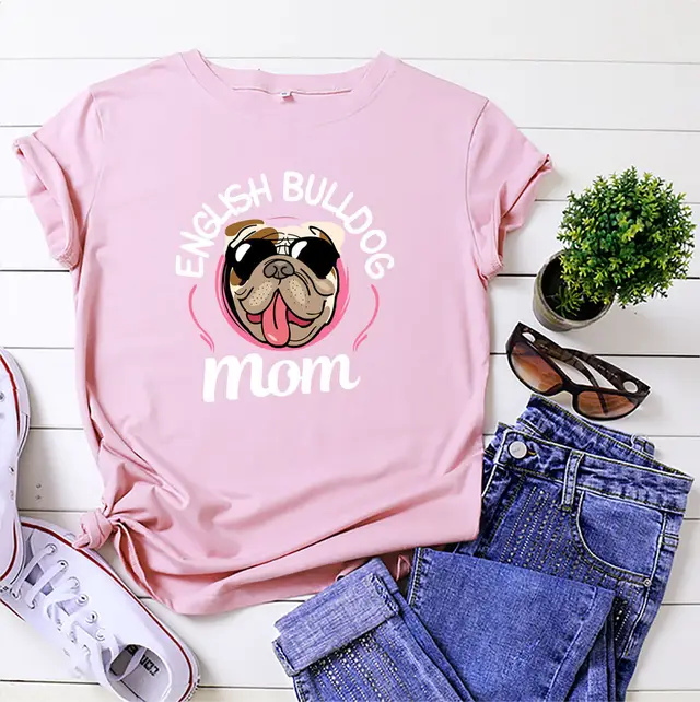 Women's Printed Cotton Short Sleeve T shirt Top Pink - Shop at LoveMi