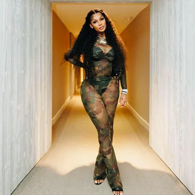 Spring And Summer New Mesh Top Tight Trousers Casual Suit Camouflage S - Shop at LoveMi