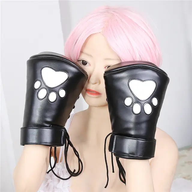 Dog Handcuffs Sponge Filled Hand shaped Brush Sets Of Bright Leather Black - Shop at LoveMi