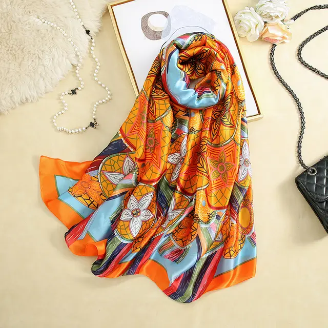 All in one Sunscreen Shawl Travel Silk Scarf Women's Beach Towel Color3 - Shop at LoveMi