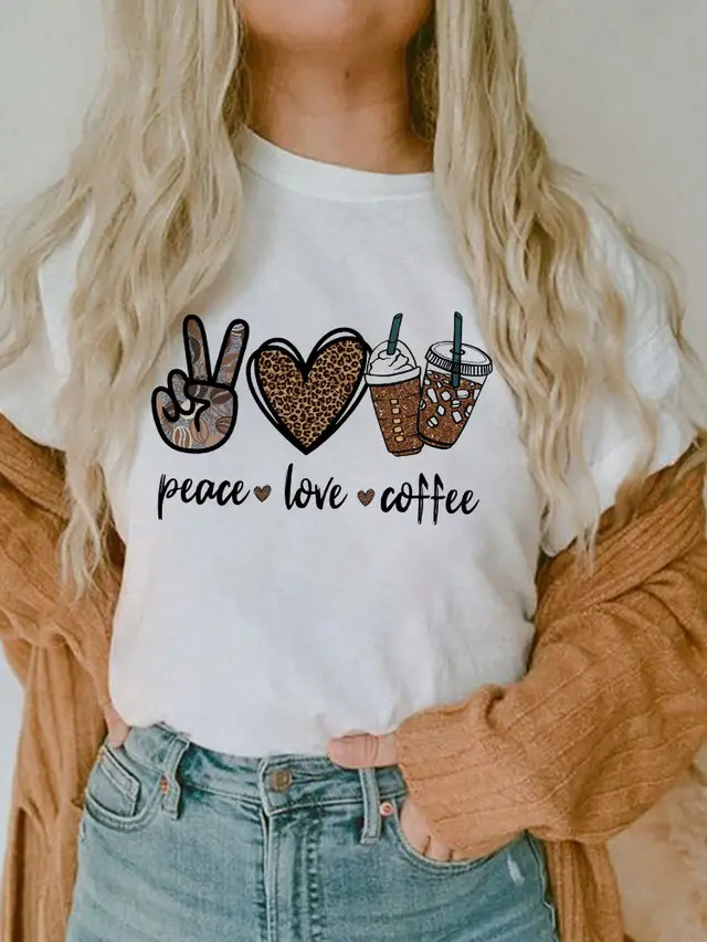 Women's Short sleeved T shirt Fashion Printed E Bottoming Shirt L - Shop at LoveMi