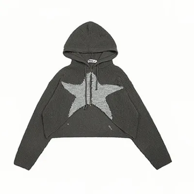 Women's Slouchy Style Small People's Knitted Shirt Jacket Grey - Shop at LoveMi