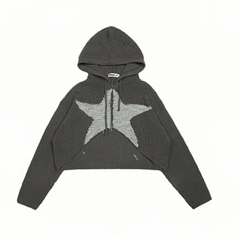 Women's Slouchy Style Small People's Knitted Shirt Jacket - Grey