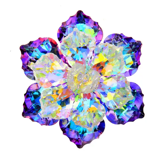 Crystal Flower Pin Handmade Corsage Purple - Shop at LoveMi