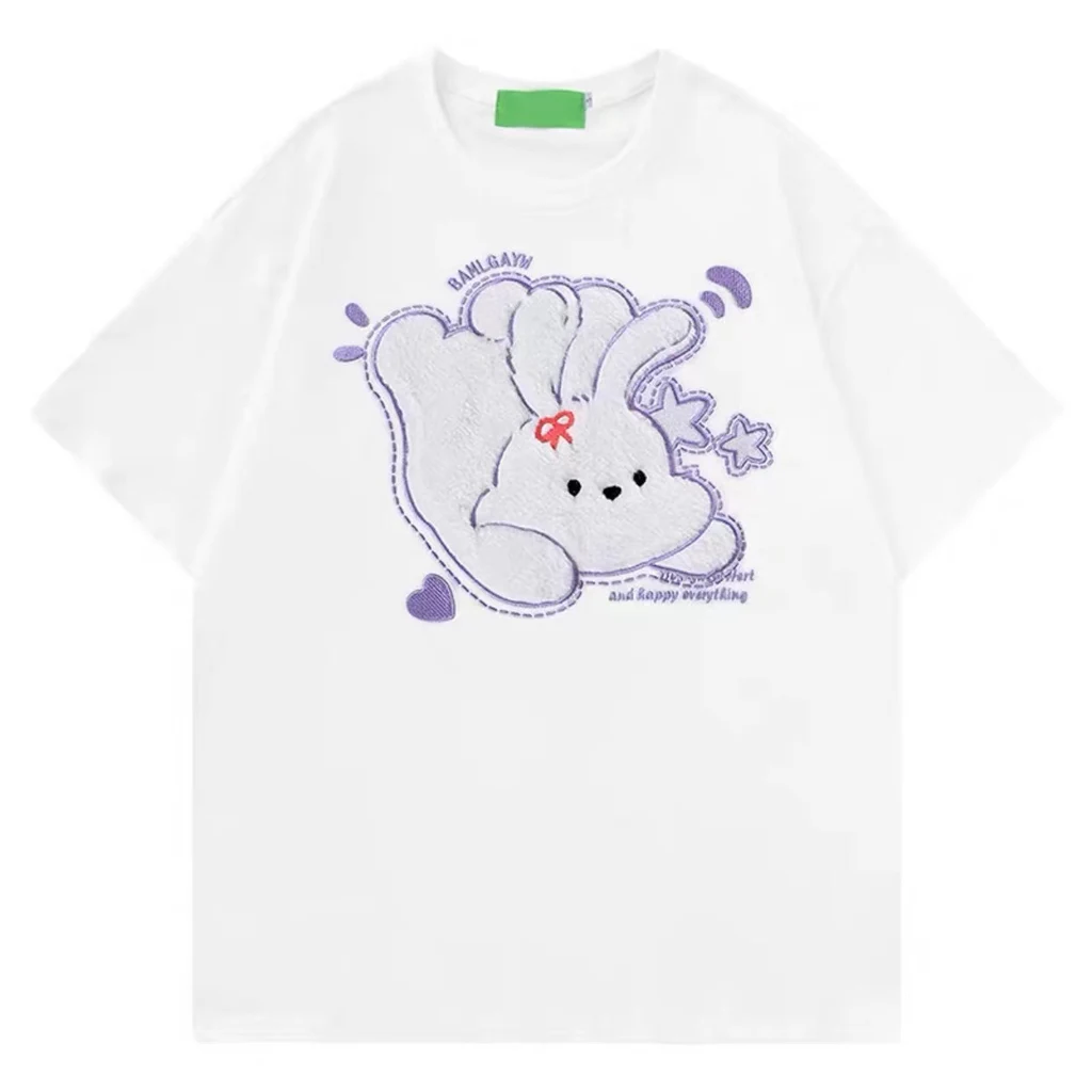 Summer Cute Personality Gentle Design Couple Short Sleeve Top - White