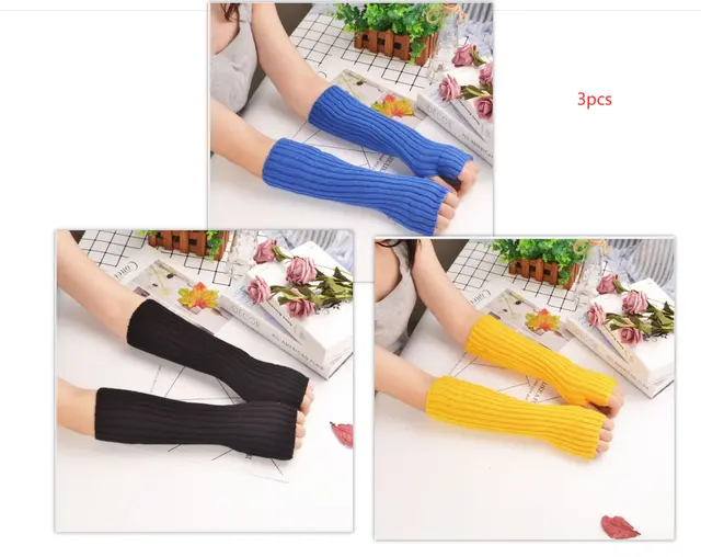 Sleeves Korean Knitted Women's Thermal Insulation Black Blue Ginger Set - Shop at LoveMi