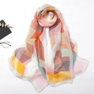 Casual Colorful Triangle Geometric Light And Delicate Silk Scarves - Colorful Triangle 4