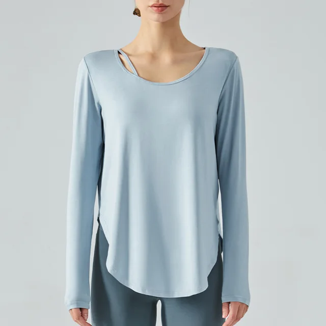 Jacket Loose fitting Lightweight Thin Skin friendly Casual Blouse Exercise Yoga Clothes Dark Blue - Shop at LoveMi