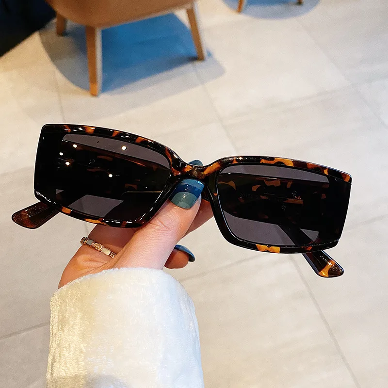 Small Square Box Fashion Fashionmonger Concave Shape Street Shot Sunglasses - Leopard Print