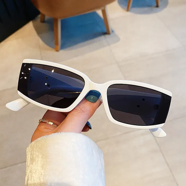 Small Square Box Fashion Fashionmonger Concave Shape Street Shot Sunglasses White - Shop at LoveMi