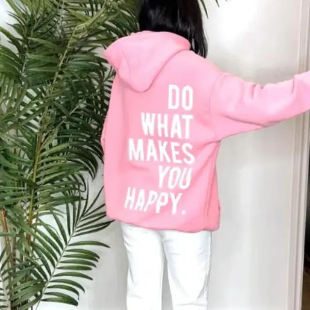 Do What Makes You Happy Hoodie Pink - Shop at LoveMi