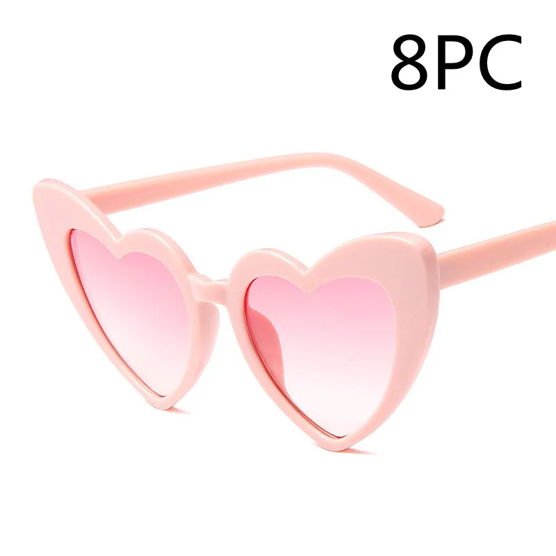 Women's Fashion Love Big Face Thin Sunglasses - Pink 8Pc
