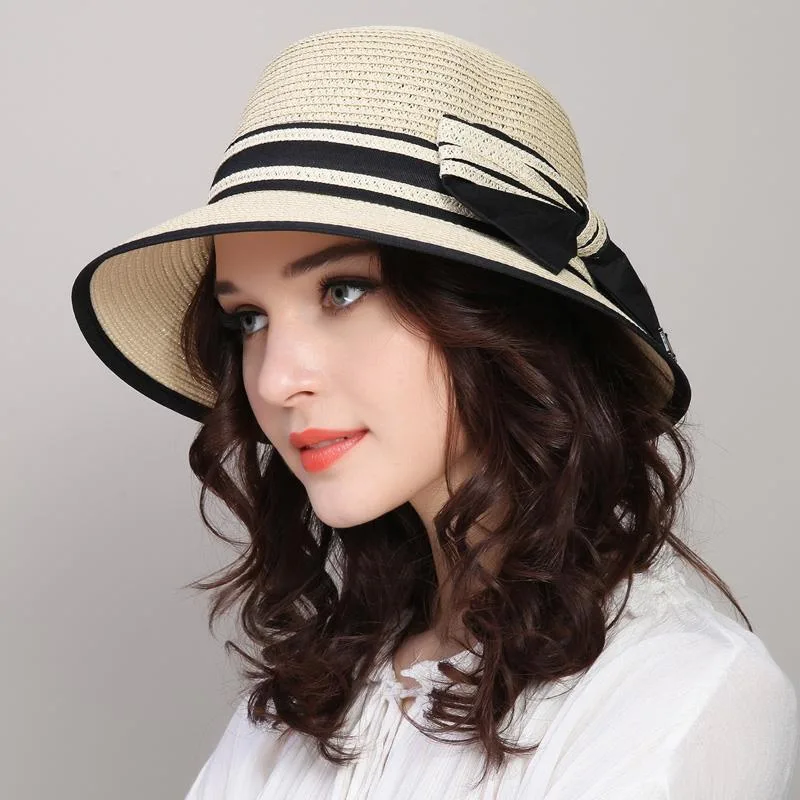 Women's All Match Straw Hat Beach Sun Protection Beige - Shop at LoveMi