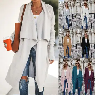 Fashion Ladies Simple Wool Coat - Grey