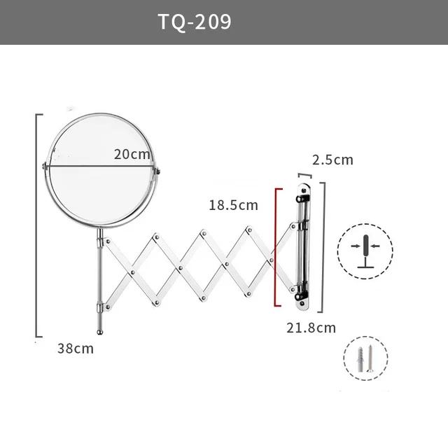 Simple Fashion Metal Makeup Mirror Wall Mounted Folding Mirror Tq209 8Inch - Shop at LoveMi
