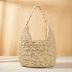 New Sen Straw Woven Bag Fashion Handheld Girl - Beige