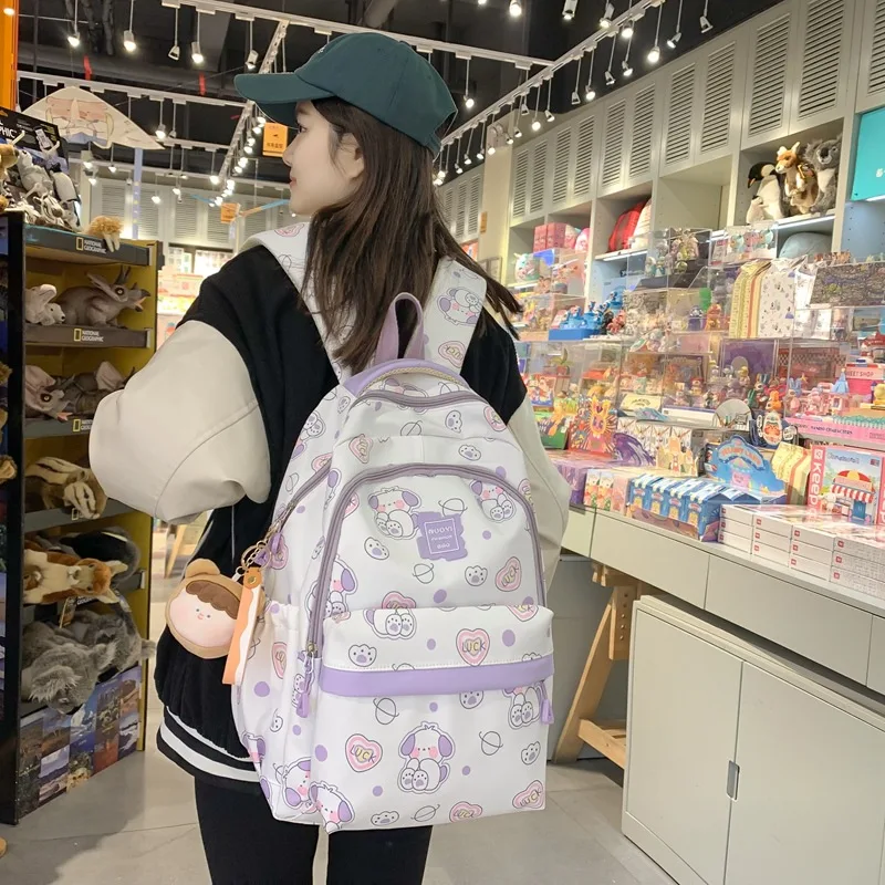 Cute Schoolbag Girl Cartoon Girl Hit Color Purple - Shop at LoveMi