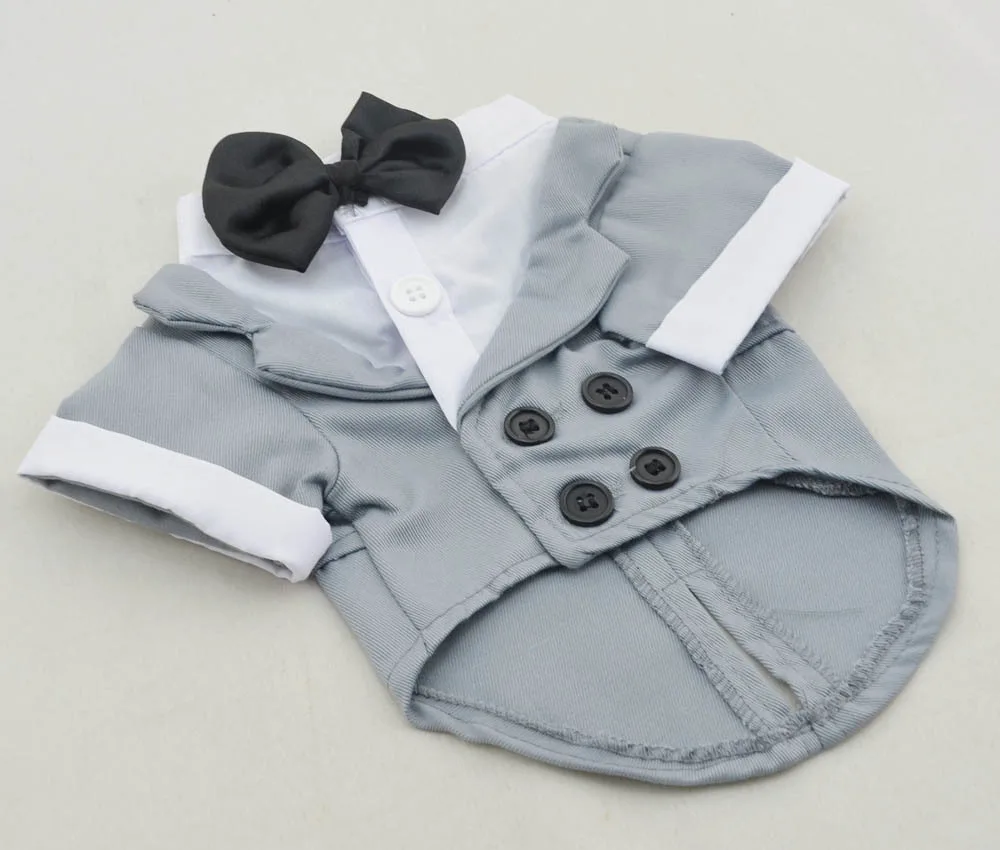 Pet Clothes Big Dog Dress Pet Clothing Puppy Suit Bow Tie Gray - Shop at LoveMi
