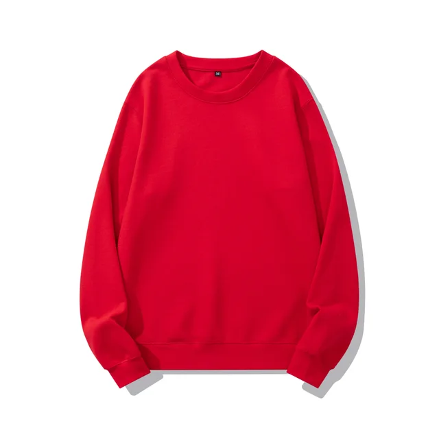 Heavyweight Round Neck Sweater Thickened Terry Solid Color Couple Red - Shop at LoveMi