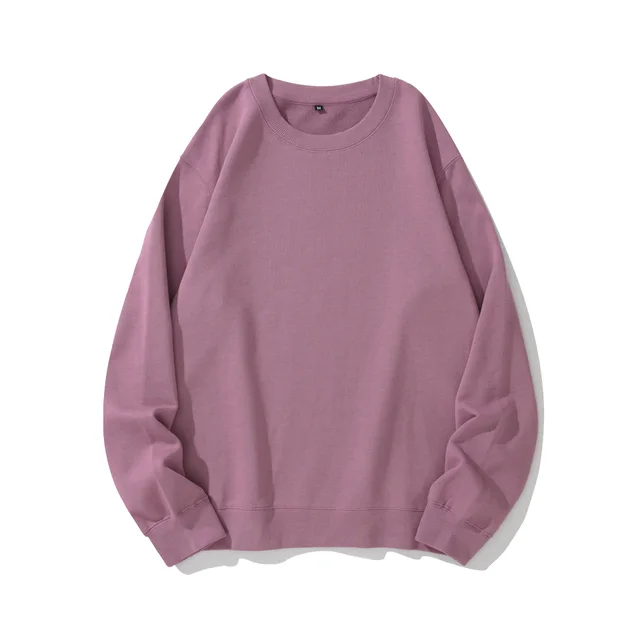 Heavyweight Round Neck Sweater Thickened Terry Solid Color Couple Taro Purple - Shop at LoveMi
