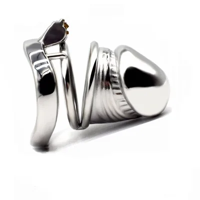 Stainless Steel Men's Chastity Device Silver Metal Bird Cage Opening Convenient Lock Props Arc Ring - Shop at LoveMi