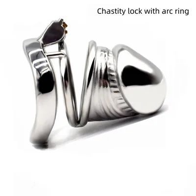 Stainless Steel Men's Chastity Device Silver Metal Bird Cage Opening Convenient Lock Props Chastity Arc Lock Ring - Shop at LoveMi
