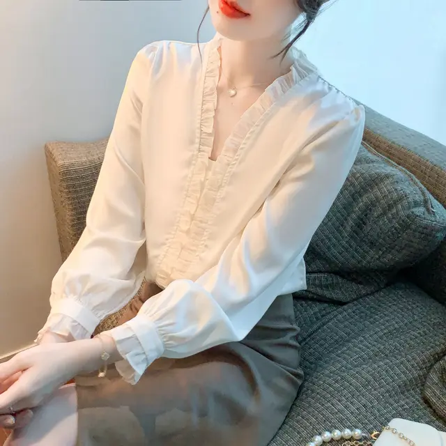 Women's New Fashion Chiffon Shirt Apricot - Shop at LoveMi