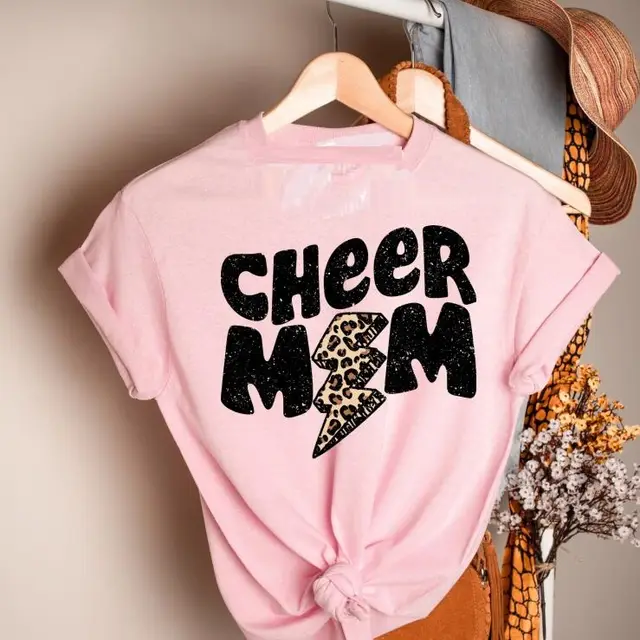 Dollar Leopard Cheerleading Mom Lightning T shirt Pink - Shop at LoveMi