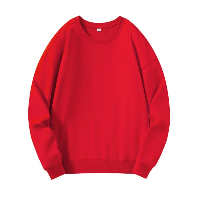Round Neck Sweater Men's Combed Cotton Drop Shoulder Pullover Red - Shop at LoveMi