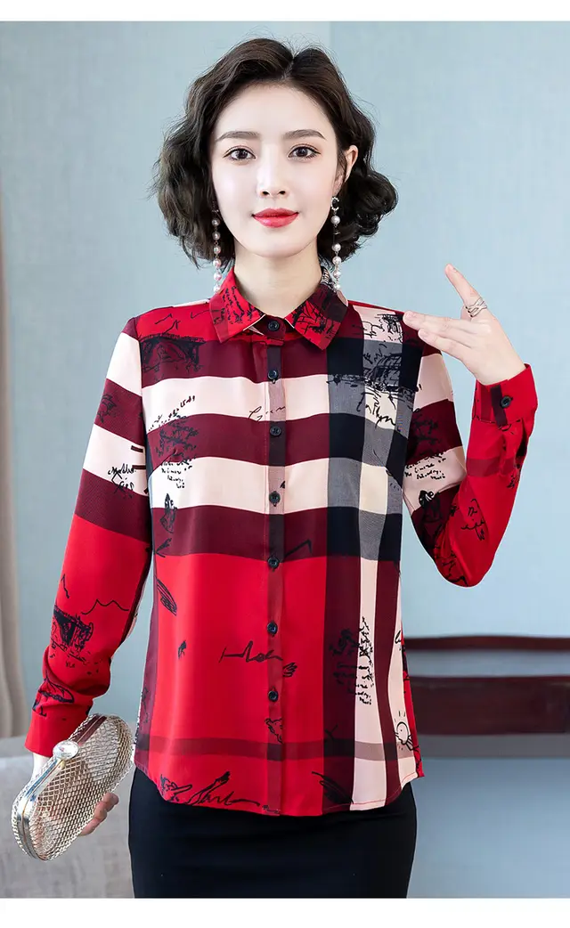 Women's Loose And Slim Fashion Western Style Shirt Red - Shop at LoveMi
