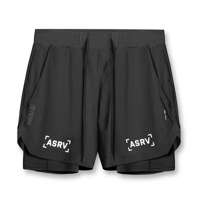 Outdoor Running Fitness Anti exposure Double Layer Quick drying Basketball Shorts Black - Shop at LoveMi