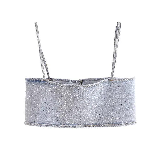 Hot Drill Elastic Wash Cowgirl Sling Light Blue - Shop at LoveMi
