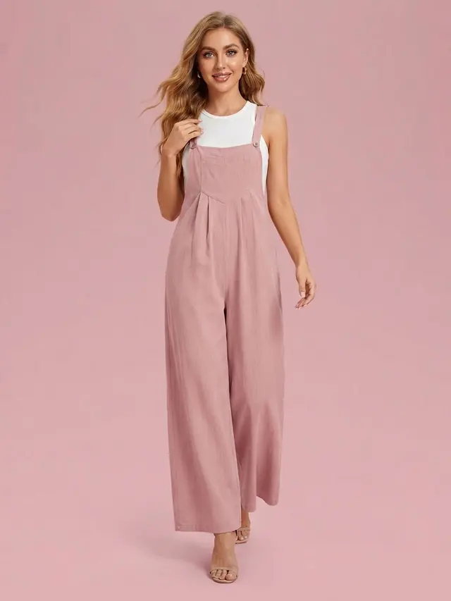 Wide Leg Pocket Overalls Pink - Shop at LoveMi